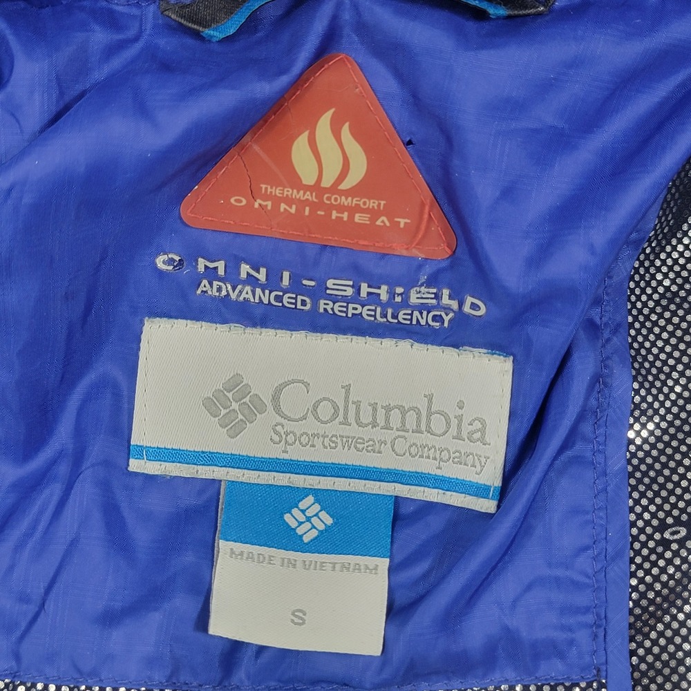 Columbia Omni-Heat Puffer Jacket Womens Small Blue Quilted Omni-Shield Insulated